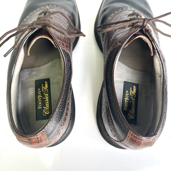 Footjoy Classics Tour 54673A pebbled leather and Croc Embossed Golf shoes 11D - Picture 6 of 15